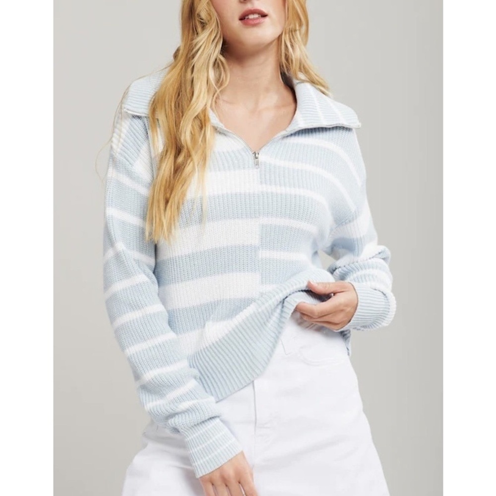 John + Jenn Striped Quarter-Zip Knit Sweater - Picture 2 of 7